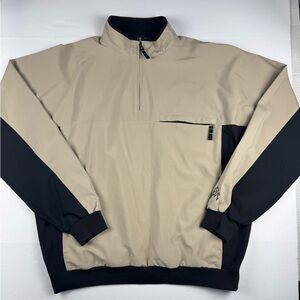 Cutter & Buck Tan and Black 1/4 zip pullover golfing windbreaker size XL